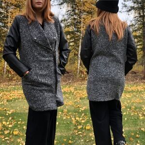 Charlie Paige Multi Media Faux Leather Details Jacket Coat Media Size Medium